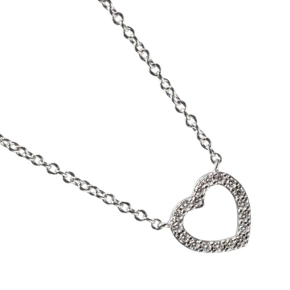 Tiffany & Co. Metro Heart Pendant 18K White Gold And Diamonds Silver White_Gold